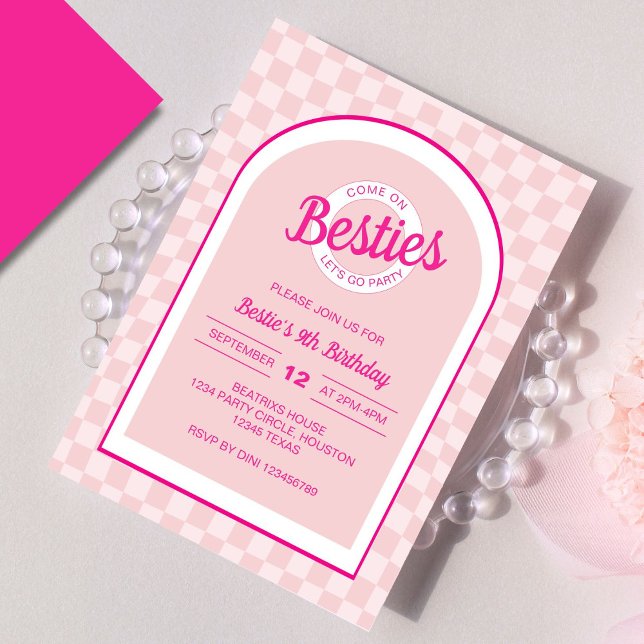 Convite Boneca Retro Rosa Deixa Festa Aniversário (Criador carregado)