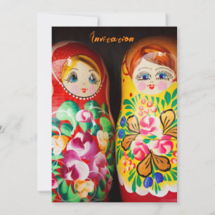 Convite Bonecas Matryoshka Coloridas