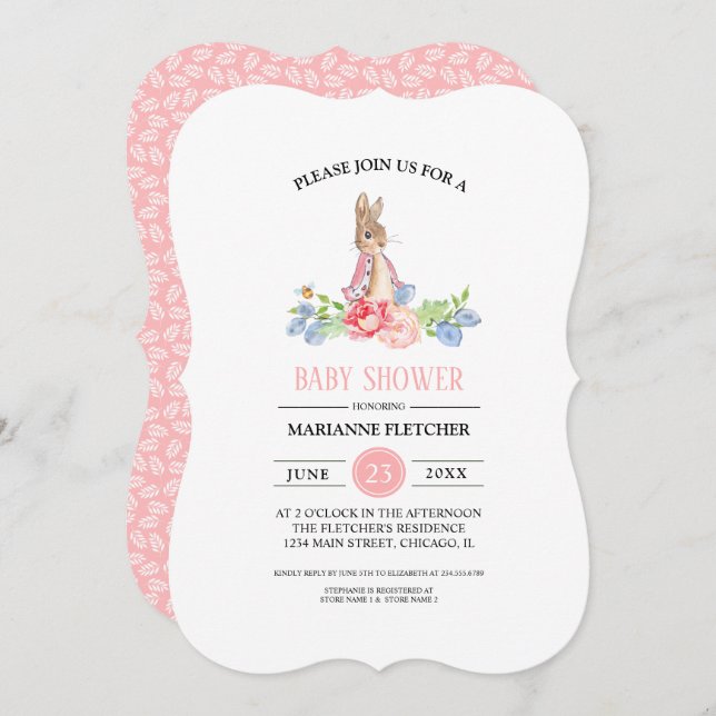 Convite Boneco de Bebê | Chá de fraldas de coelho (Frente/Verso)