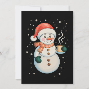 Convite Boneco de Neve Café Quente Chapéu de Papai Noel In
