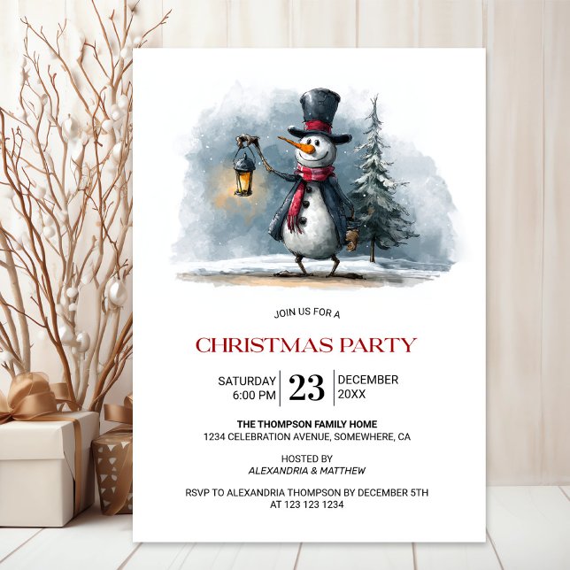 Convite Boneco de Neve Caprichoso com Festa de Natal de La (Criador carregado)