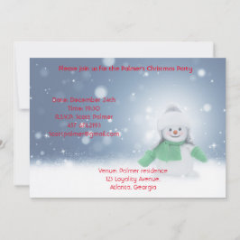 Convite Boneco de neve com um cachecol verde