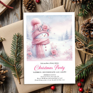 Convite Boneco de Neve Coquette Rosa Suave Natal Edição In