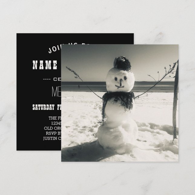 Convite boneco de neve da costa (Frente/Verso)