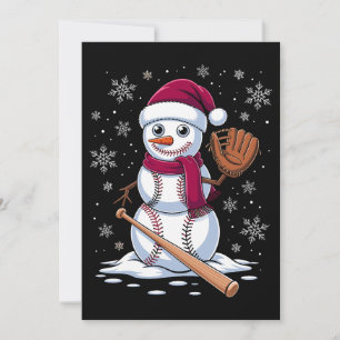 Convite Boneco de Neve de Beisebol Chapéu de Papai Noel Lu