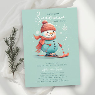 Convite Boneco de Neve de Esqui Chuveiro de Bebê Menino Es