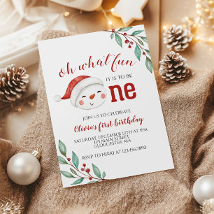 Convite Boneco de Neve de Natal Azevinho Primeiro Aniversá