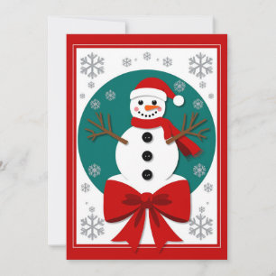 Convite Boneco de Neve de Natal com Design de Flocos de Ne