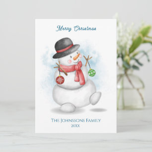 Convite Boneco de neve de Natal em aquarela
