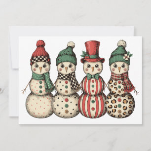 Convite Boneco de Neve de Natal Leopardo Xadrez Vintage