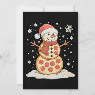 Convite Boneco de Neve de Pizza Chapéu do Papai Noel Natal