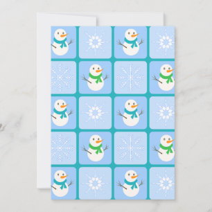 Convite Boneco de neve e flocos de neve com padrão xadrez