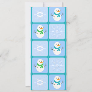 Convite Boneco de neve e flocos de neve em padrão xadrez d