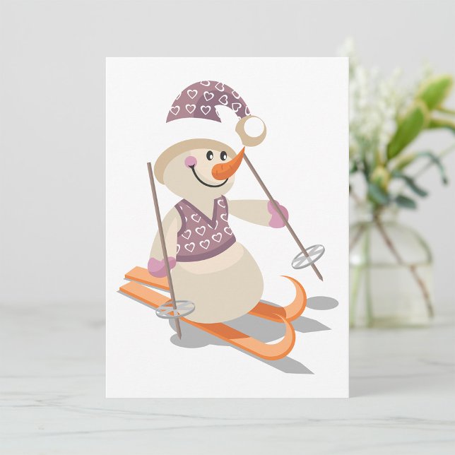 Convite Boneco de Neve Esquiando (Criador carregado)