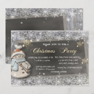 Convite Boneco de Neve Fofo, Flocos de Neve Natal Corporat