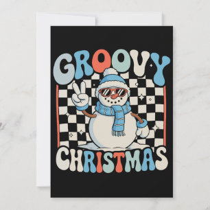 Convite Boneco de Neve Groovy Xadrez Natal Xmas Crianças N
