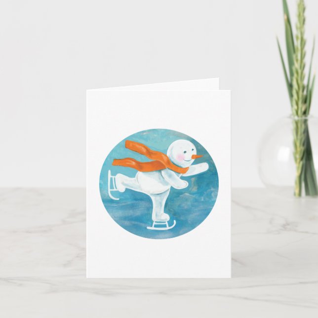 Convite Boneco de Neve Patinando no Gelo   (Frente)