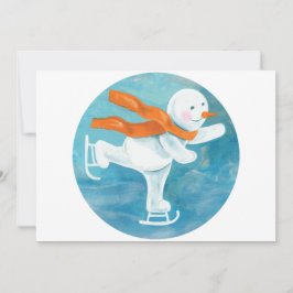 Convite Boneco de Neve Patinando no Gelo  