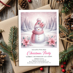 Convite Boneco de Neve Rosa Caprichoso Edição de Natal Cri
