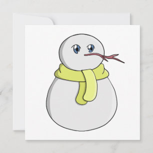 Convite Boneco de neve vestindo um cachecol amarelo