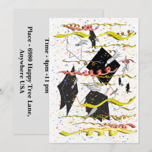 Convite Bonés de formatura com Streamers e Confetti colori