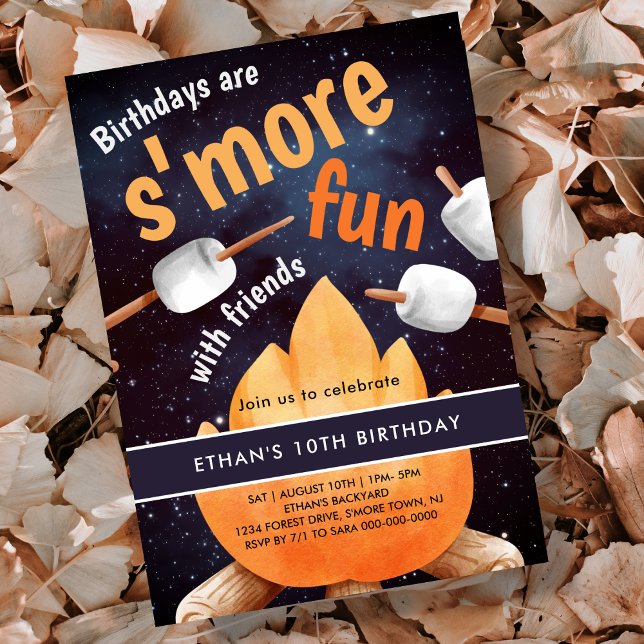 Convite Bonfire S'mores Camping Birthday (Criador carregado)
