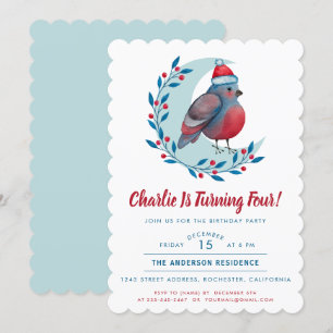 Convite Bonita Aquarela Festa de aniversário de pássaros