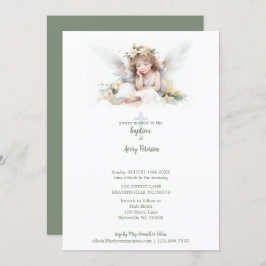 Convite Bonita Aquarela Menina Batismo de Angel Cross
