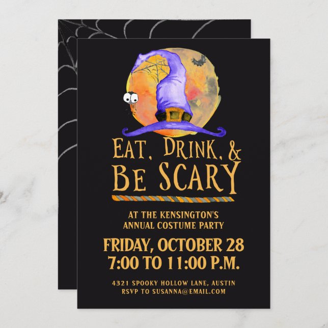 Convite Bonita Bebida De Halloween Seja Festa Assustadora (Frente/Verso)