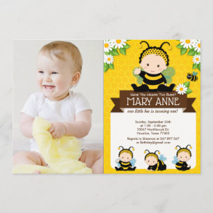 Convite Bonita Bumble Bee Bee Honey Bee primeiro aniversar