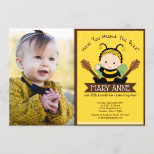 Convite Bonita Bumble Bee Bee Honey Bee primeiro aniversar