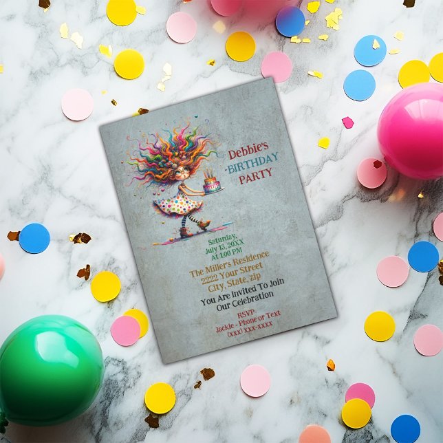 Convite Bonita e Engraçada Garota Branca (Criador carregado)