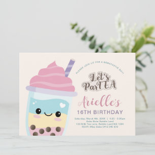 Convite Bonita e Minimalista Boba Bubble Tea Aniversário