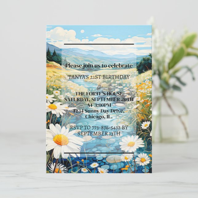 Convite Bonita Festa de aniversário de Prévia (Em pé/Frente)