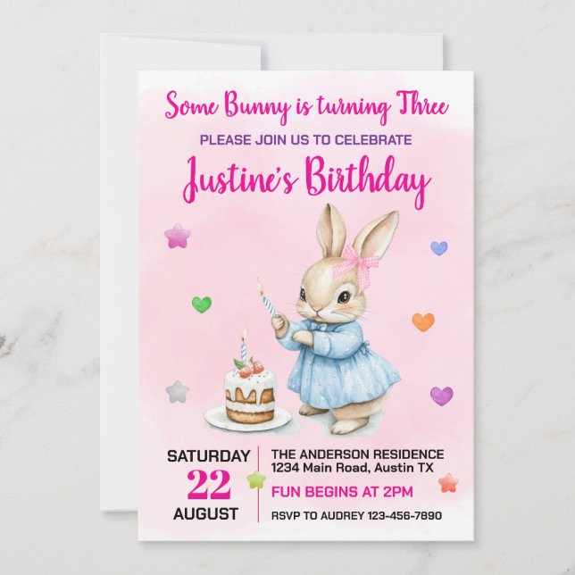 Convite Bonita Festa de aniversário De Qualquer Idade (Frente)