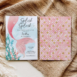 Convite Bonita Festa de aniversário de Sereia