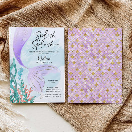 Convite Bonita Festa de aniversário de Sereia