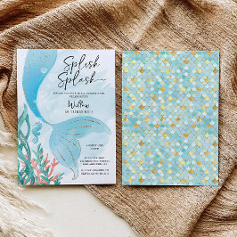 Convite Bonita Festa de aniversário de Sereia