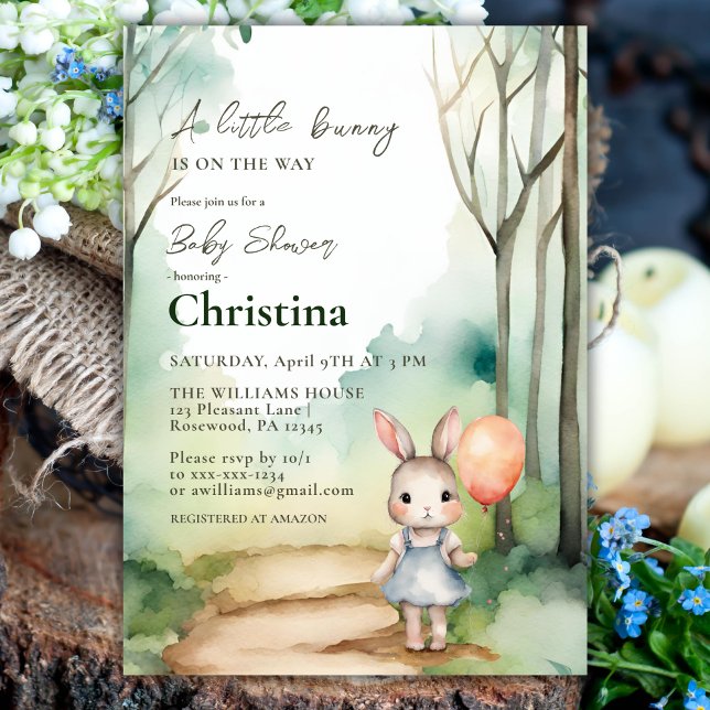 Convite Bonita Garota de Chá de fraldas de Coelhinho de Ág (Criador carregado)