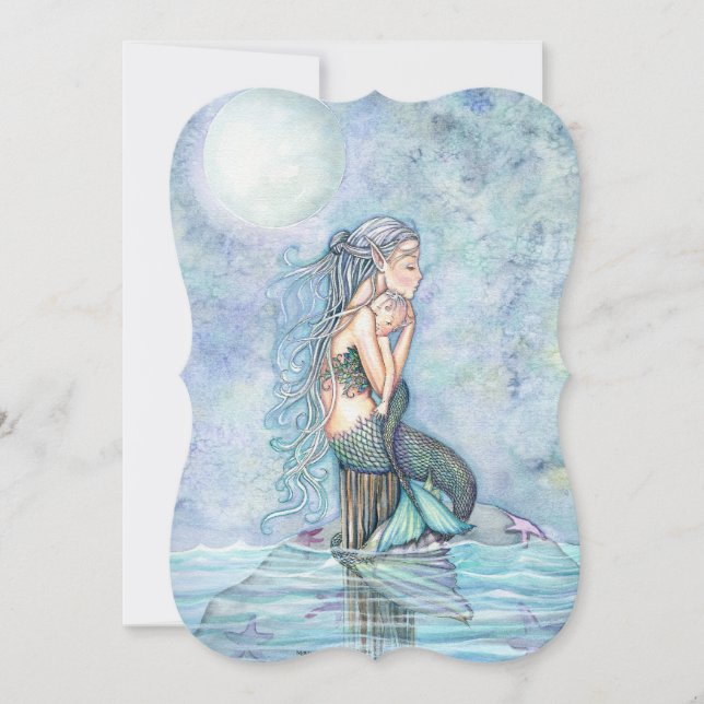 Convite Bonita Mãe e Chá de fraldas de Sereia (Frente)