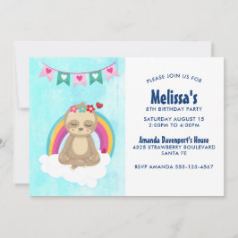 Convite Bonita Meditação de Lama com Aniversário Arco-Íris