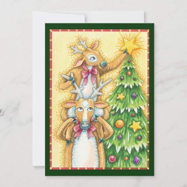 Convite Bonita Névoa De Natal Com Estrela De Árvore De Nat (Frente)