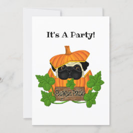Convite Bonita queda de Halloween Pug Pugkin Pumpkin Patch