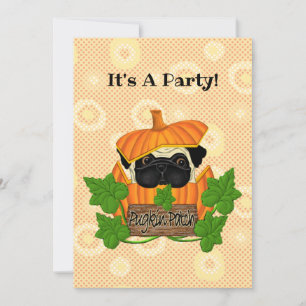 Convite Bonita queda de Halloween Pug Pugkin Pumpkin Patch