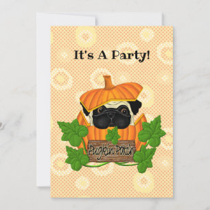 Convite Bonita queda de Halloween Pug Pugkin Pumpkin Patch