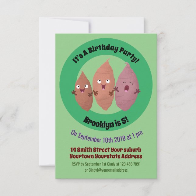 Convite Bonitinho cantando batata-doce legumes (Frente)