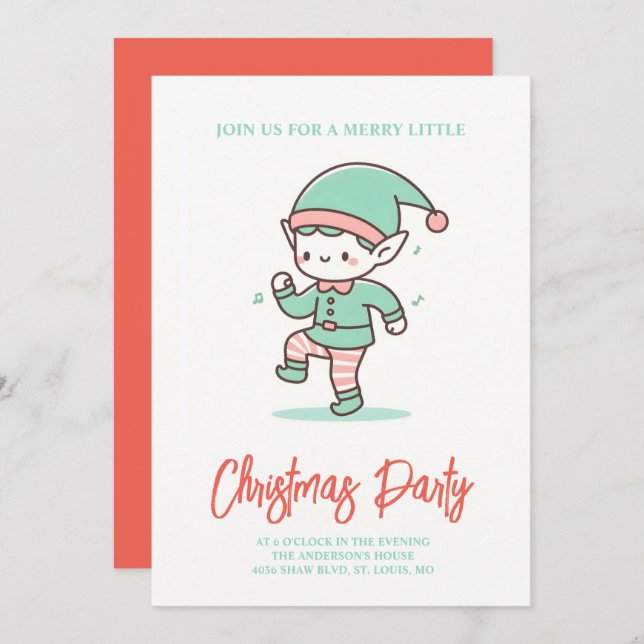 Convite bonitinho dançando no Natal (Frente/Verso)