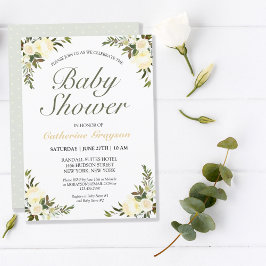 Convite Bonito Amarelo Floral Gênero Neutro Chá de fraldas