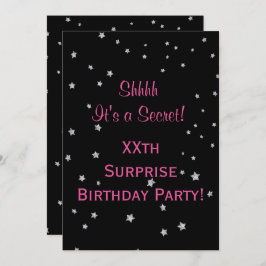 Convite Bonito aniversário de surpresa das estrelas pratea