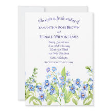 Bonito Azul Esqueça-Me Não Casamento De Aquarela